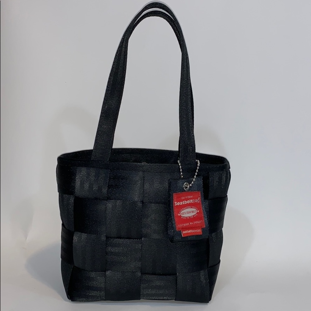The Original Seatbelt bag black weave handbag